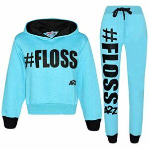 Kids Girls Tracksuit Designer #Selfie Hooded Crop Top & Bottom Jog Suit 5-13 Yr