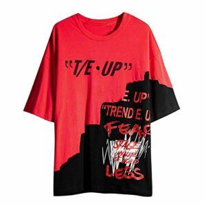 Unisex Women Men Casual Letter Print Crewneck Graphic T-Shirt Short Sleeve Tunic Tops Blouse Hip-Hop LIM&Shop