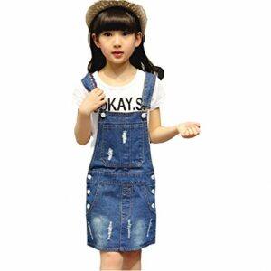 Kidscool Girls Ripped Big Bibs Denim Overalls Dress