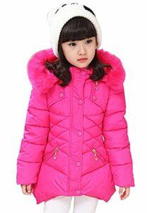 DNggAND Child Kids Girls Winter Warm Jackets Snowsuit Hooded Windbreaker Outwear with Soft Fur Hoodies for 3-12 Years Old