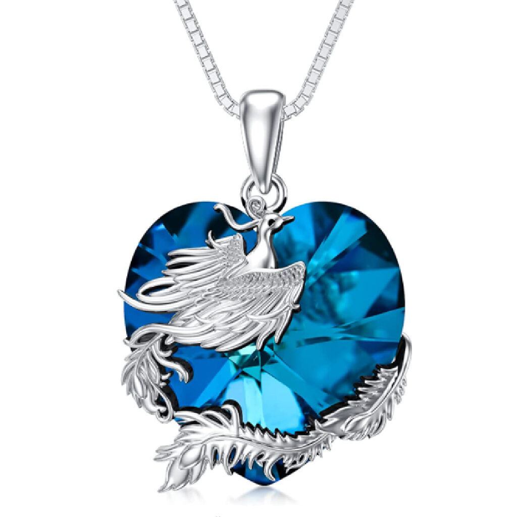 Silver Firebird Crystal Pendant Jewelry necklace